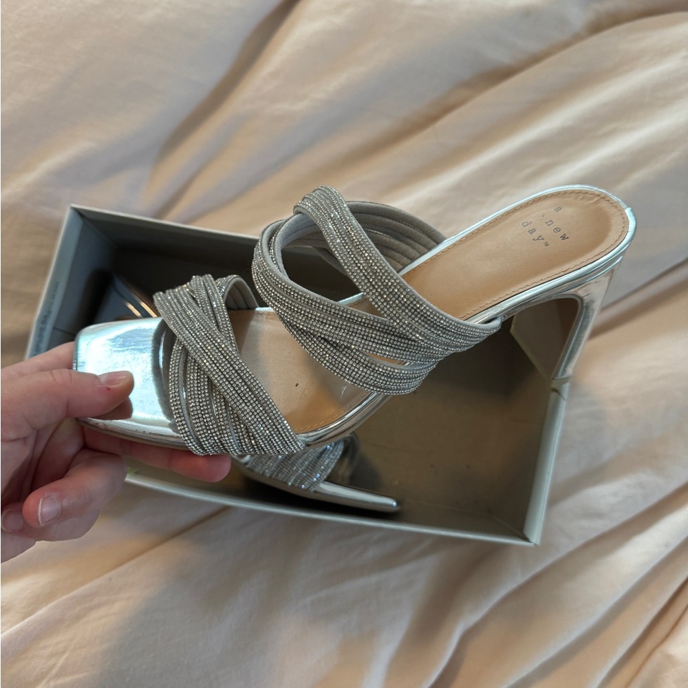 Elegant Silver Strappy Women's Heels
